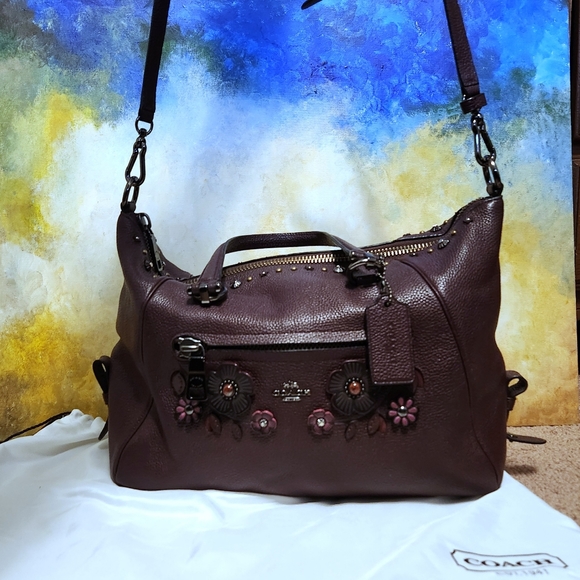 RARE Coach Willow Floral Detail Primrose Satchel, Color: Oxblood, Style 55518 - Picture 8 of 16